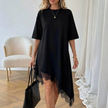Load image into Gallery viewer, Women's Lace Trim Asymmetric Three-Quarter Sleeve Dress
