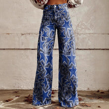 Load image into Gallery viewer, Women's Printed Flare Pants – Mid-Waist Full Length Plus Size
