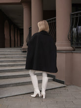 Load image into Gallery viewer, Paris Cashmere Bland Cape Coat in Black
