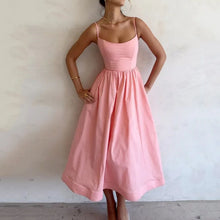 Load image into Gallery viewer, 🌸 Women's Solid Color Printing Fresh Sweet Suspender Dress
