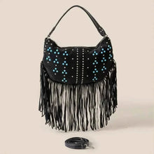 Load image into Gallery viewer, Fame Studded Pattern : Multi Fringe Hobo Shoulder Bag
