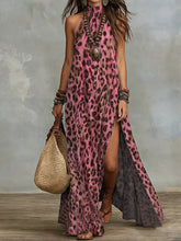 Load image into Gallery viewer, Women's Printed Scarf-Style Maxi Dress – Sleeveless, Split, Loose Boho
