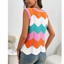 Load image into Gallery viewer, Women’s Rainbow-Striped Cropped Sweater Vest
