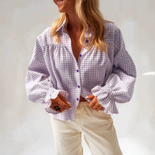 Load image into Gallery viewer, Women's Plaid Flared Sleeve Loose Fit Long Sleeve Shirt
