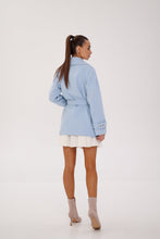 Load image into Gallery viewer, Karina Midi Belted Wool Cashmere Blend Overcoat in Sky Blue
