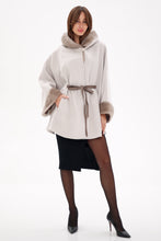 Load image into Gallery viewer, Genuine Mink Fur Double Face Wool Hooded Poncho

