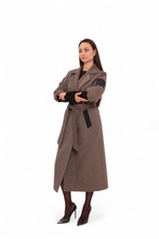 Load image into Gallery viewer, Miru Cashmere Wool Blend Overcoat in Beige Houndstooth

