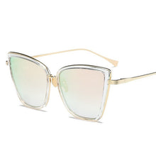 Load image into Gallery viewer, Big Cat Eye Sunglasses Women Black Mirror Sun Glasses
