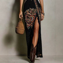 Load image into Gallery viewer, Digital Print Sleeveless Split Maxi Dress – High-Waist V-Neck Long Dress for Women
