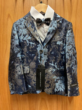 Load image into Gallery viewer, Kids World of USA Navy/Light Blue/Silver Floral Print 5-Piece Boys Suit
