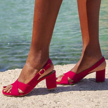 Load image into Gallery viewer, Women's Chunky Heel Open Toe Buckle Sandals | Elegant Roman-Style High Heel Sandals
