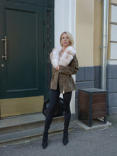 Load image into Gallery viewer, Vivienne Genuine Suede Polar Fox Trim Coat in Olive
