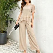 Load image into Gallery viewer, Women's Irregular Hem Top &amp; Wide Leg Pants Two-Piece Set
