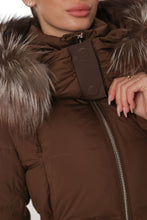 Load image into Gallery viewer, Genuine Silver Fox Fur Trim Down Coat
