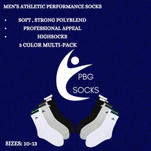 Load image into Gallery viewer, PBG Men&#39;s Socks 6 Pair Athletic performance MultiPack Activewear 10-13 HighSocks

