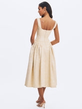 Load image into Gallery viewer, Chelsea Ivory Jacquard Ruched Bust Sweetheart Midi Dress
