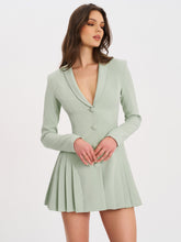 Load image into Gallery viewer, Delia Pistachio Green Blazer Dress with Pleated Detail
