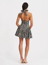 Load image into Gallery viewer, Mackenzie Cheetah Print Halter Linen Mini Dress
