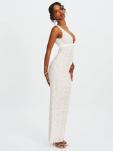 Load image into Gallery viewer, Adelaide White Beaded Sequin Net Bodycon Gown
