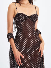 Load image into Gallery viewer, Yadira Brown Base Polka Dot Chiffon Maxi Dress
