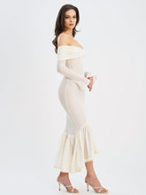 Load image into Gallery viewer, Kaedyn Off Shoulder Long Sleeve Crochet Mermaid Maxi Dress
