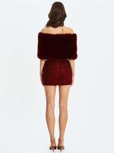 Load image into Gallery viewer, Darleen Crimson Rhinestone Mesh Low Waist Ruched Skirt
