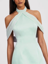 Load image into Gallery viewer, Zafrina Light Cyan Halter Off-shoulder Backless Mini Dress
