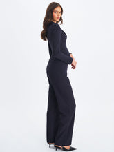 Load image into Gallery viewer, Quinnie Navy Striped High-Waisted Straight Leg Pant
