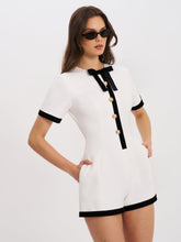 Load image into Gallery viewer, Idina Business Casual White Romper with Black Trim
