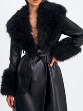 Load image into Gallery viewer, Zariah Black Faux Fur Trimmed Longline Coat
