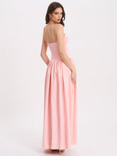 Load image into Gallery viewer, Najwa Baby Pink Ruched Breast Drop Waist Maxi Dress

