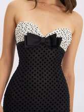 Load image into Gallery viewer, Faith Black and White Polka Dot Sweetheart Maxi Dress
