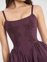Load image into Gallery viewer, Oakleigh Blackberry Purple Cotton Lace-up Back Midi Dress
