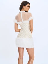 Load image into Gallery viewer, Taylor Ivory Fur Trimmed Beaded Bouclé Mini Dress
