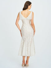 Load image into Gallery viewer, Paola White Peter Pan Collar Beaded Sequin Mermaid Midi Dress
