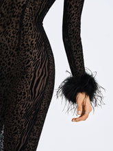 Load image into Gallery viewer, Patricia Black Leopard Burnout Velvet Mesh Backless Maxi Dress
