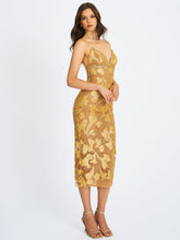 Load image into Gallery viewer, Edie Gold Beaded Sequin Midi Pencil Dress
