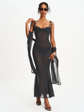 Load image into Gallery viewer, Yadira Black Base Polka Dot Chiffon Maxi Dress

