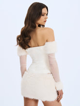 Load image into Gallery viewer, Nola Ivory Off-Shoulder Fur Trimmed Top
