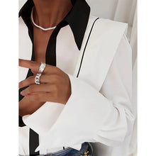 Load image into Gallery viewer, Women’s Black White Colorblock Shirt

