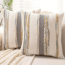 Load image into Gallery viewer, Boho Striped Chenille Throw Pillowcases
