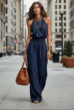 Load image into Gallery viewer, Women's Sleeveless Backless Lace-Up Halter Wide-Leg Jumpsuit
