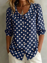 Load image into Gallery viewer, Women's Retro Polka Dot Three-Quarter Sleeve Loose Cardigan Shirt
