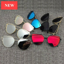 Load image into Gallery viewer, NEW  Stevvex Designer Cat eye Sunglasses For Women and Ladies in Vintage Metal Reflective Glasse Mirror Retro Oculos De Sol Gafas Style With UV 400 Protection
