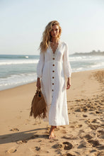 Load image into Gallery viewer, Long-Sleeve Shirt Chic White Dress
