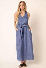 Load image into Gallery viewer, Cross Back Belted V-Neck Tank Maxi Dress For Women – Effortlessly Chic Elegant and Flattering Maxi Dress with Unique Cross Back Detail
