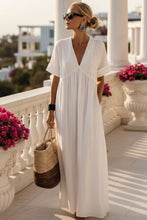 Load image into Gallery viewer, Women's V-Neck Empire-Waist Crinkle Gauze Maxi Dress
