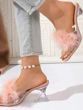 Load image into Gallery viewer, Fluffy Pom-Pom : Block Heel Sandals

