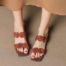 Load image into Gallery viewer, Women's Square Toe Sheepskin Slip-On Slippers – Korean Style Flat Mules
