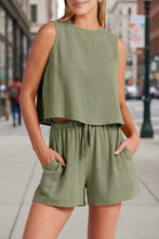 Load image into Gallery viewer, Women's Sleeveless Top &amp; Wide-Leg Shorts Set – Retro Street Style
